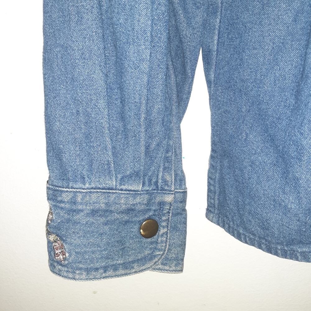 Westbound Denim Shacket Shirt Womens L Blue Western Workwear Full Zip Floral - Picture 7 of 9